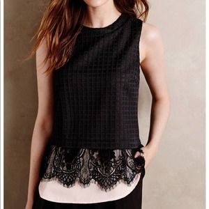 Greylin Anthropologie Lace Shell Pink Black top S